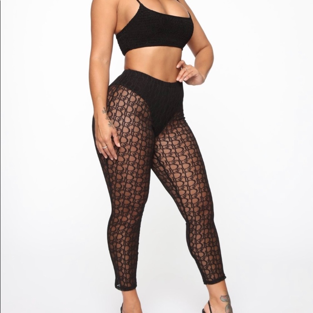 Black Mesh Leggings with attached Under garment